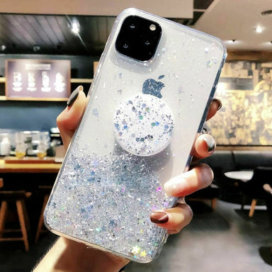 Bling Glitter Case For iPhone 11 Pro Max 11 Pro 11 XS XR X XS Max 6s 6 7 8  PlusSlim Case With Stand Holder Phone Cases Socket