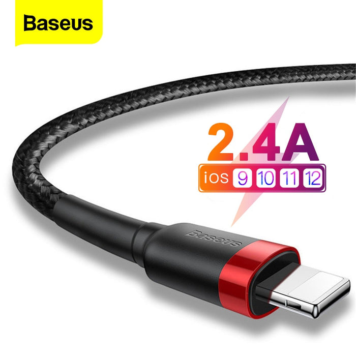 Baseus USB Cable For iPhone XS Max XR X 8 7 6 6s Plus 5 5S SE iPad Pro 2.4A Fast Charging Charger Data Cord Mobile Phone Cables